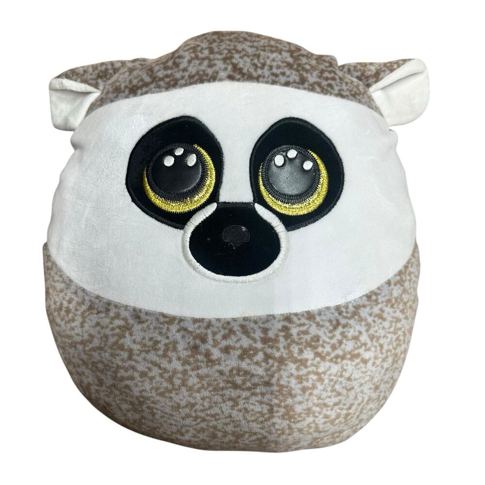 TY Squish-A-Boos Plush LINUS the Lemur Medium 14" Stuffed Animal Glitter Eyes